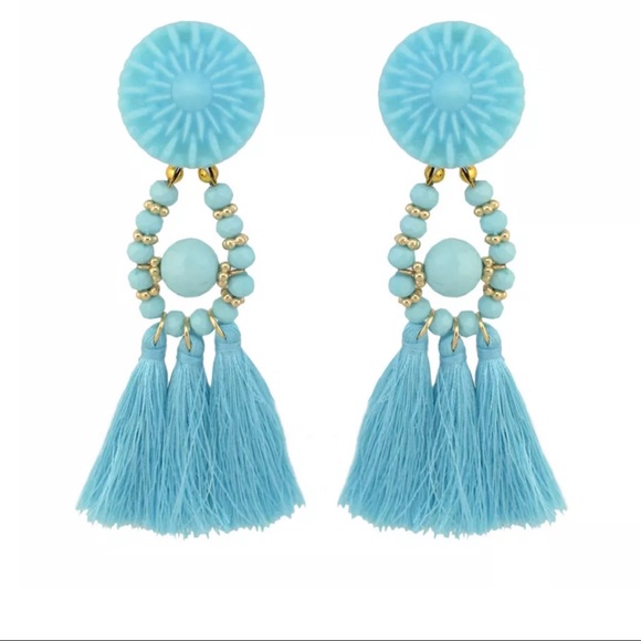 ✨”Catalina Blue”✨Earrings-Blue Tassel-Fringe-Drop - Picture 4 of 8